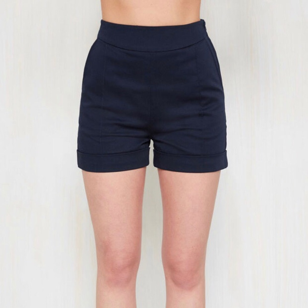 Modcloth Dapper on Deck Shorts in Navy, High Waist